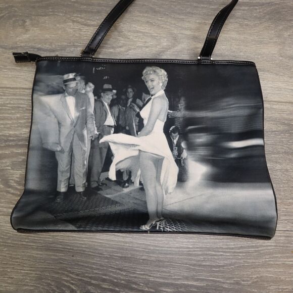 Marilyn Monroe Shoulder Purse Women Black Rhinestone Embellished Zip Closure - Picture 10 of 11